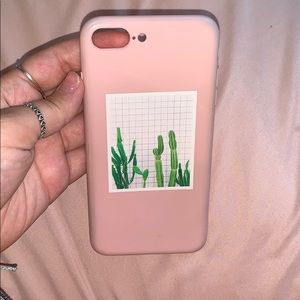 Baby Pink Cactus Plaid Phone 8 plus Iphone case